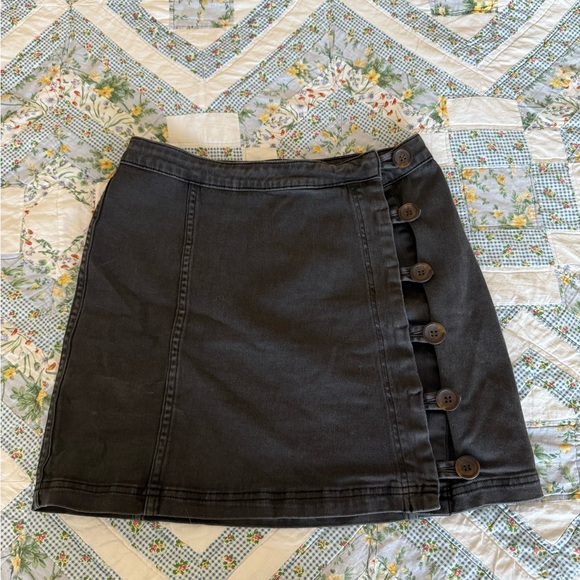 Altar'd State Dresses & Skirts - Altar'd State Black A-Line Skirt with Button Detail
